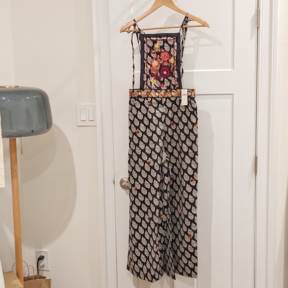 Anthropologie Embroidered Wide-Leg Jumpsuit